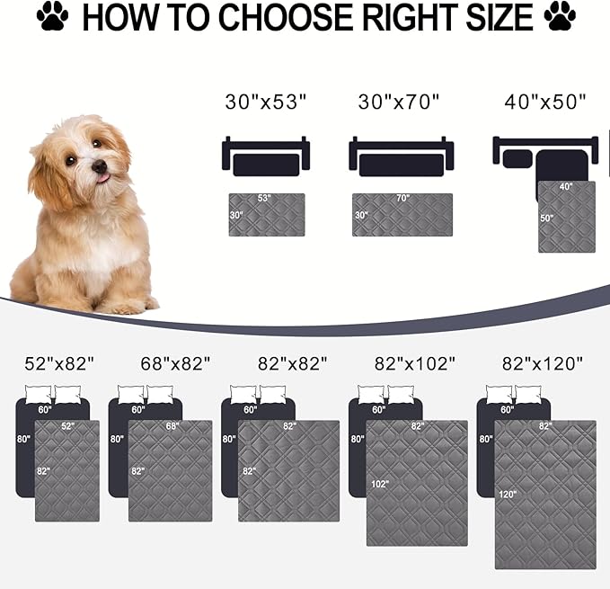 Smiry Reversible Waterproof Couch Covers for Sofa, Washable Dogs Pet Couch Covers for 3 Cushion Sofa Pet Friendly, Water Resistant Furniture Protector Slipcover, Geometric (30"x70", Grey/Light Grey)