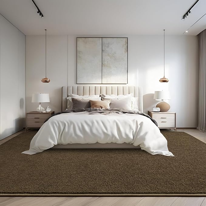 DweIke 6x9 Light Brown Area Rugs for Bedroom, Super Soft Living Room Rug, Thickened Memory-Foam Throw Carpet, Non-Slip and Washable Carpets for Kids Boys Girls Room Dorm Nursery Home Decor