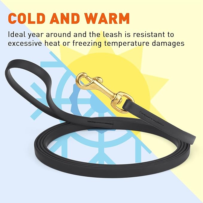 Viper Biothane K9 Working Dog Leash Waterproof Lead for Tracking Training Schutzhund Odor-Proof Long Line with Solid Brass Snap for Puppy Medium and Large Dogs, 20ft Black