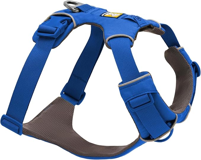 Ruffwear, Front Range Dog Harness, Reflective Soft Padded Everyday Harness with Dual Leash Clips, Adjustable and Lightweight Fit for Training or Walking for All Dogs, Blue Pool, XX-Small