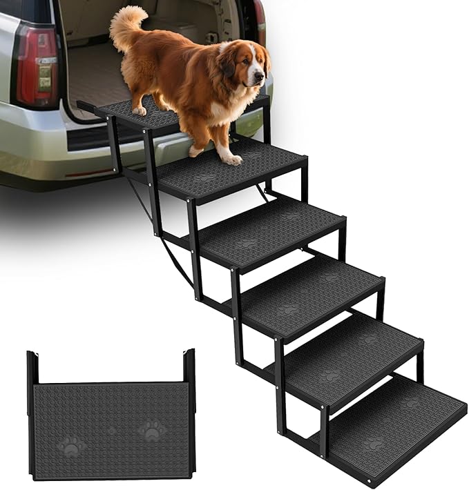 Dog Stairs for Car, Dog Steps for Car with Upgraded Load-Bearing Capacity, Dogs Stairs for Large Dogs, Pet Steps, 6 Steps