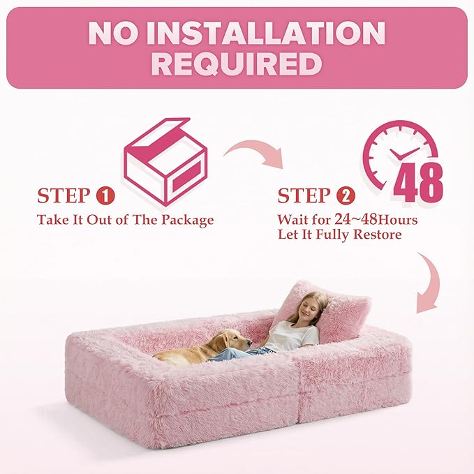 HABUTWAY Convertible Sofa Bed,3-in-1 Folding Futon Sofa Bed with Pillow, Foldable Sleeper Sofa Bed with Removable Cover,Plush Boneless Floor Chair Couch Lounge for Living Room,(Twin,Pink)