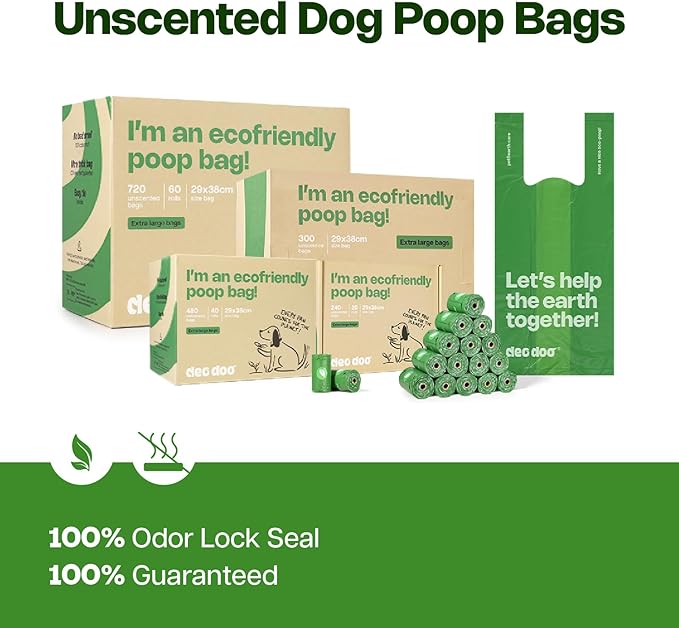 Dog Poop Bags with Handles Large Size 60 Rolls 720 Counts Big Sizes Leak Proof and Extra Thick Waste Bags Refill Rolls for Walking Medium Large Dogs Cats Litter Unscented