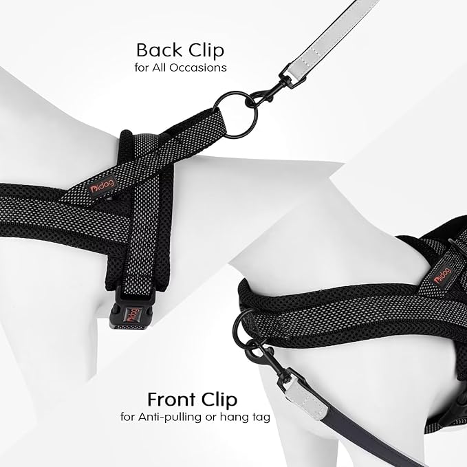 Didog No Pull Dog Harness with Breathable Mesh Padded, Full Reflective & Quick Fit Adjustable Vest Harness, Easy for Training Walking for Small & Medium and Large Dogs (Black, S:Chest 18-22")