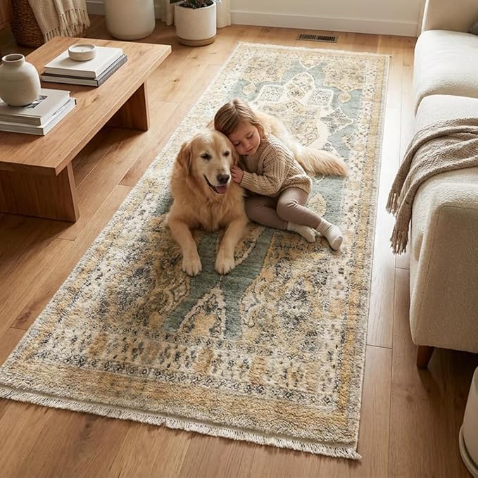 Muddy Mat짰 Monarch 2ft x 7ft Washable Area Rugs for Living Room, Bedroom & Dining Room ??Modern Soft Low Pile Non Slip Carpet ??Pet Friendly Waterproof Foldable Rugs for Home