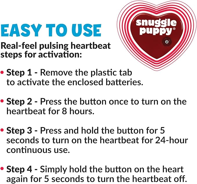 Original Snuggle Puppy Heartbeat Puppy Toy - Heartbeat Puppy for Dogs - Pet Anxiety Relief and Calming Aid - Comfort Dog Toy - Behavioral Training and Sleep Aid Cuddle buddy - Crate Training Essential