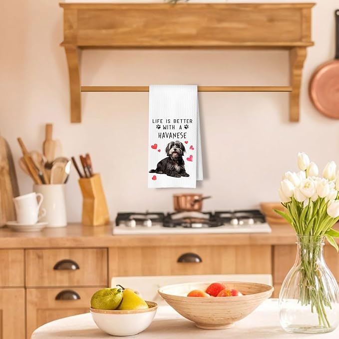 Havanese Dog Kitchen Towels, Havanese Gifts for Women Dish Tea Towels for Kitchen Decor, Dog Lovers Mom Gifts Decorative Hand Towel for Bathroom, 16x24 Inches