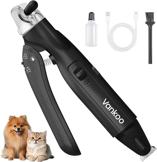 2 in 1 Dog Nail Clippers & Trimmers with LED Lights, Splash Guard - Pet Hair Trimmer for Around Paws, Ear, Eye,Face, Rump Rechargeable & IPX7 Waterproof Grooming Supplies for Cats, Dogs