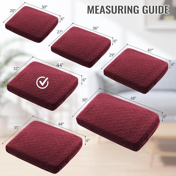 Nanbowang Waterproof Dog Bed Replacement - Washable Pet Bed Cover, Quilted, Lovely Puppy Bed for Dog/Cat (32x44x6, Burgundy)
