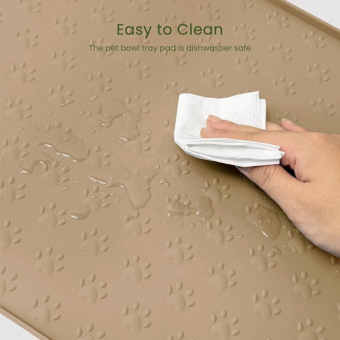 Dog Food Mat Anti-Slip Silicone Dog Bowl Mat Thicker Pet Placemat Waterproof Cat Feeder Pad with Raised Edge Puppy Kitten Feeding Mats Suitable Small Medium-Sized Dogs Cats Eating Tray