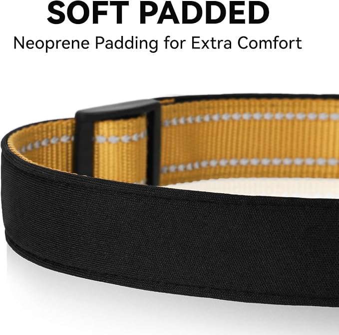 Reflective Dog Collar for Small Dogs, Soft Neoprene Padded with Quick Release Buckle, Adjustable Nylon Pet Collar for Walking,Khaki,S