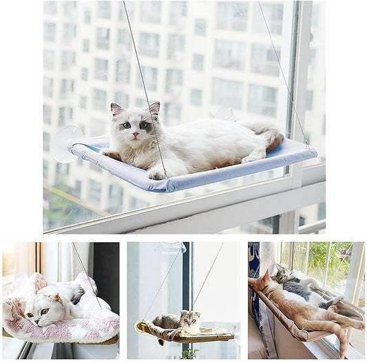 Cat Purrfect Perch, 2023 New Cat Bed Window, Cat Window Hammock Window Perch, Safety Cat Shelves Space Saving Window Mounted Cat Seat for Window Perch for Large Indoor Cats (A-Blue)