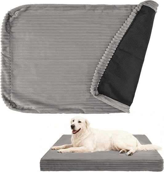 BEAUTYZOO Waterproof Dog Bed Cover Replacement Washable, Soft Plush Dog Bed Covers Removable with Zipper, Antislip Noiseless Ped Hair Pee Resistant Bedding Liner for Puppy Cat, 40x30inch, Grey XL
