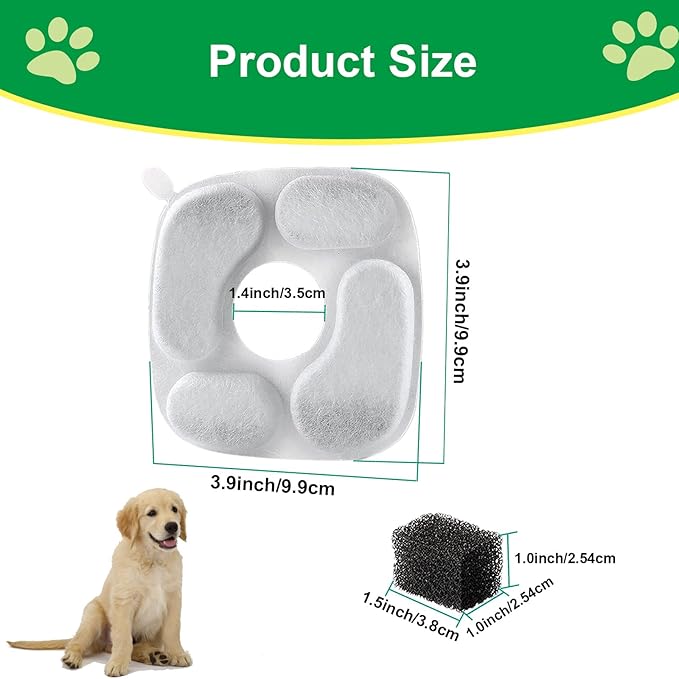 Cat Water Fountain Filter,Pet Fountain Filters compatible with Veken 67oz/2L, 95oz/2.8L and 135oz/4L Dog Water Dispenser,8 Set Cat Fountain Filter Replacement