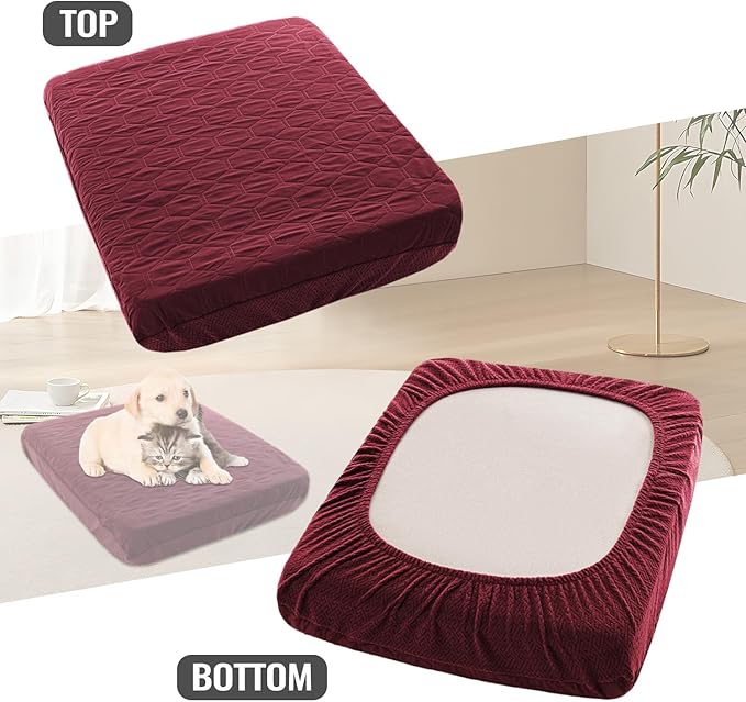 nanbowang Waterproof Dog Bed Covers Replacement Washable Pet Hair Easy to Remove, Dog Pillow Cover Quilted, Pet Bed Cover Lovely Puppy Bed Cover for Dog/Cat (27X36X6 (1pack), Burgundy)
