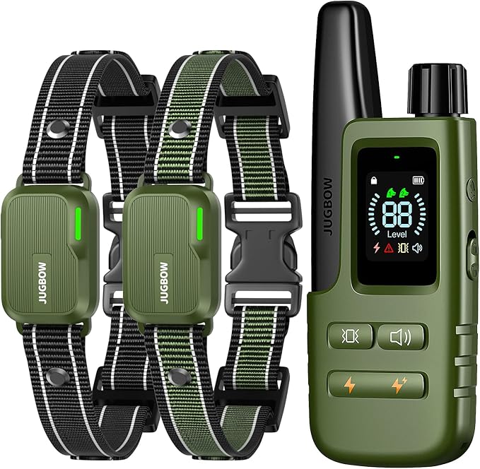Jugbow Dog Shock Collar 2 Dogs (10-120Lbs) - 4200FT Dog Training Collar with Remote IPX7 Waterproof Electric Collar with 4 Training Modes, Security Lock, Rechargeable e-Collar for All Breeds, Sizes