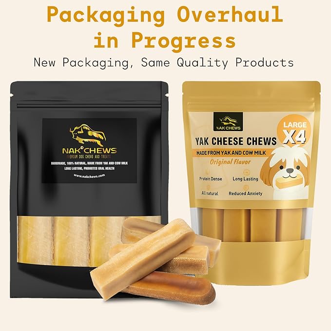 Himalayan Yak Cheese Dog Chews - Natural Healthy & Safe Treat for Large Dogs - Long Lasting Dental Chew Rich in Protein & Calcium - Gluten-Free Lactose-Free - 4 Chews for Large Dogs