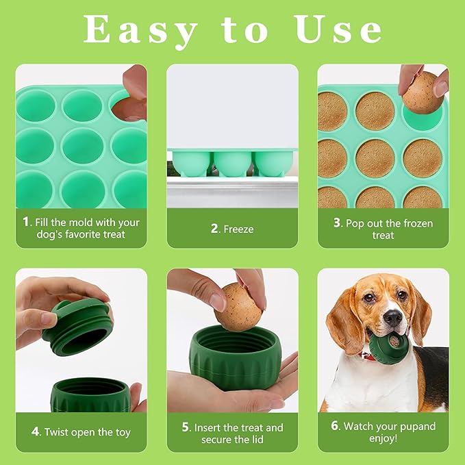 9Cavities Silicone Dog Treat Mold for Woof Pupsicle & Power Chewer Pupsicle, Frozen Dog Treat Molds for Making Refill Treats (Large)