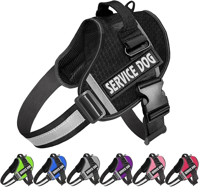JSXD Dog Harness,No-Pull Service Dog Harness with Handle Adjustable Outdoor Pet Dog Vest 3M Reflective Nylon Material Vest for Breeds,Easy Control for Small Medium Large Dogs