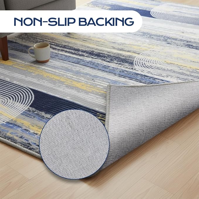 Muddy Mat짰 Horizon 2ft x 3ft Washable Area Rugs for Living Room, Bedroom & Dining Room ??Modern Soft Low Pile Non Slip Carpet ??Pet Friendly Waterproof Foldable Rugs for Home