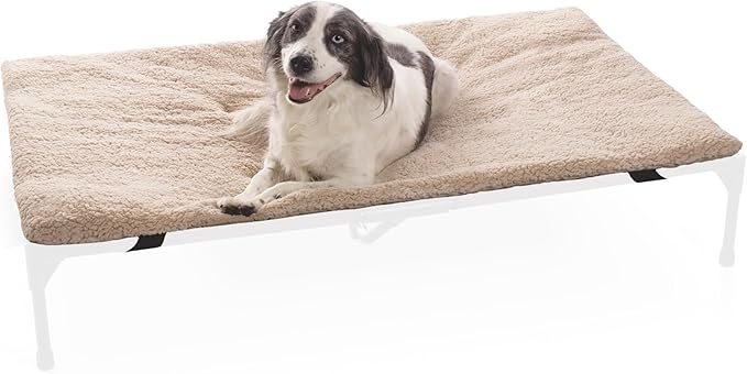 K&H Pet Products Dog Cot Pad (Cot Sold Separately), Pillow-Top Comfort Bed for K&H XL Elevated Dog Beds, Soft & Fluffy, Secure Fit Straps, Machine Washable, Portable - Extra-Large 50 X 32 Tan Fleece