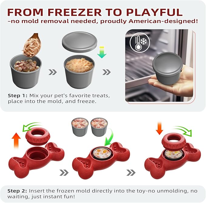 Dog Frozen Treat Toys to Keep Them Busy - Interactive Dog Puzzle Toys with Frozen Mold, Indestructible Aggressive Chew Toys for Large Dogs, Food Grade-Easy to Clean-Reduce Anxiety-Safe Chewing
