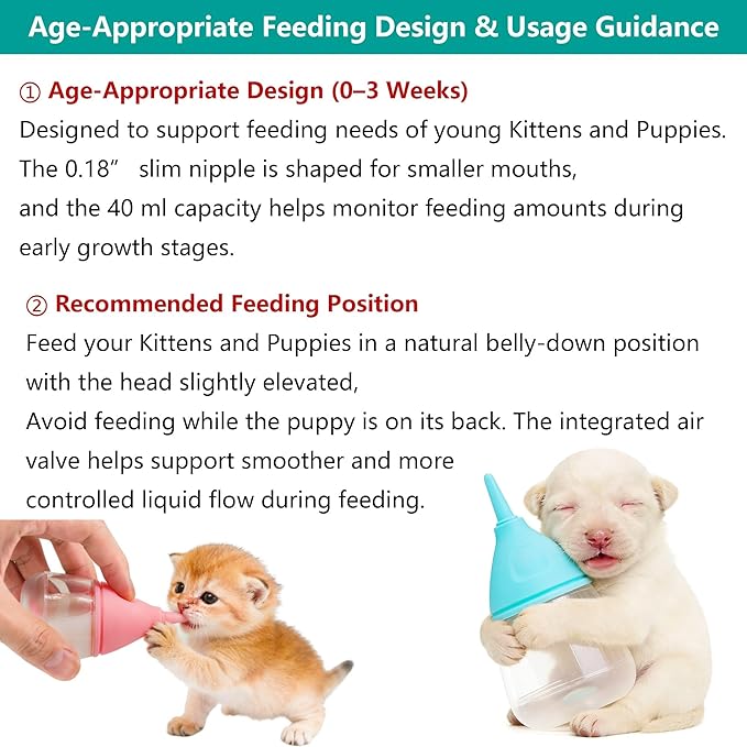 Pet Feeding Bottle for Puppies and Kittens,40ml Pink
