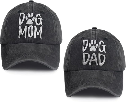 2 PCS Mom and Dad Hats for Women Men, Funny Adjustable Embroidered Cotton Dog Lover Baseball Cap