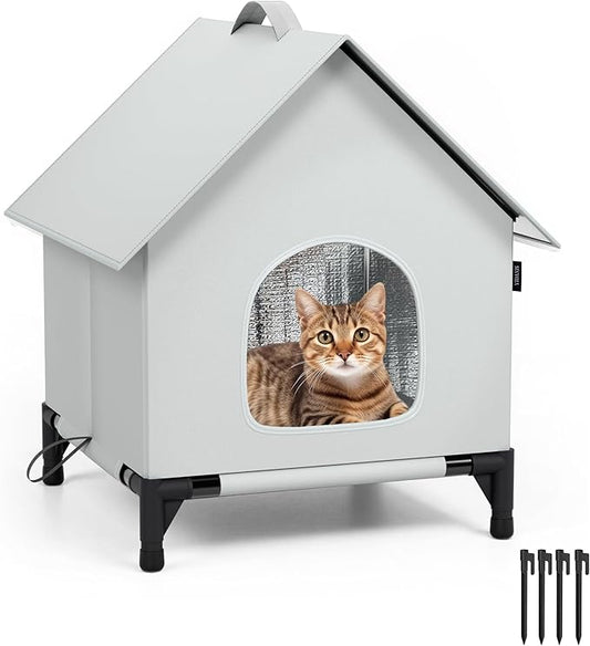 Cat House for Outside&Indoor,Easy to Put Together, Selfwarming Cat Shelter for Winter,Insulated and Weatherproof,Large Cave Bed for Garden(18 x 18 x 24 inch,L,Normal)