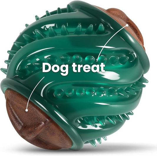 Dog Treats Chew Toys: Long-Lasting Durable Dog Toys to Keep Them Busy, Tough Dog Dental Chew, Enrichment Cognitive Healthy Ball Gift for Small Medium Large Breeds 25-80lbs, Beef Flavor,Green