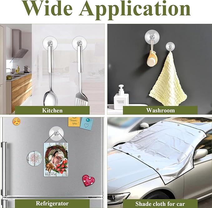 50Pcs Adhesive Suction Cups Bulk, 25mm/40mm Clear PVC Sucker Pads with Screws Nut, Replacement Suction Cup Hooks for Window Wall Car Door Shade License Plates Bathroom Decor