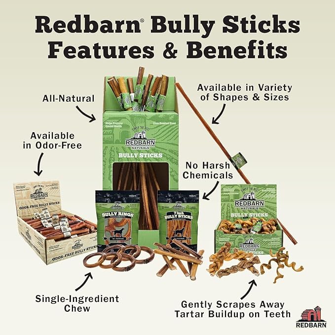 Redbarn Pet Products All Natural 5"-8" Braided Bully Sticks for Small & Large Dogs - Healthy Long Lasting Beef Chews Variety Party Pack - Single Ingredient Low Odor Rawhide Free - 8 oz Bag