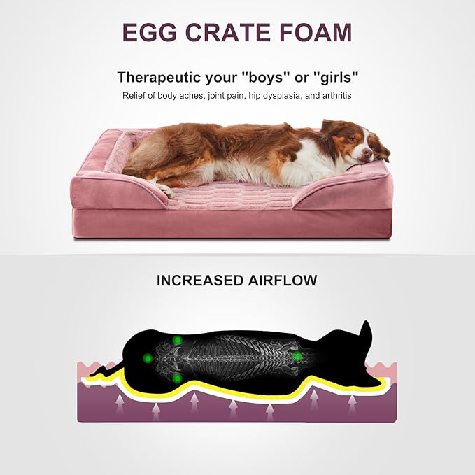 FURTIME Orthopedic Dog Bed for Extra Large Dogs - XL Waterproof Dog Sofa Bed, Ultra Comfy Supportive Foam Pet Bed with Removable Washable Cover, Jumbo Dog Bed with Nonskid Bottom