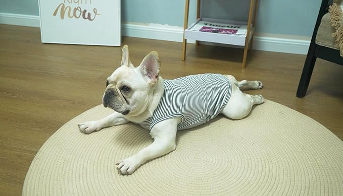 Dog Shirt,Combed Cotton T-Shirts,Soft Cool Boy Girl Tee for Large Dogs Bulldog,Grey Striped L