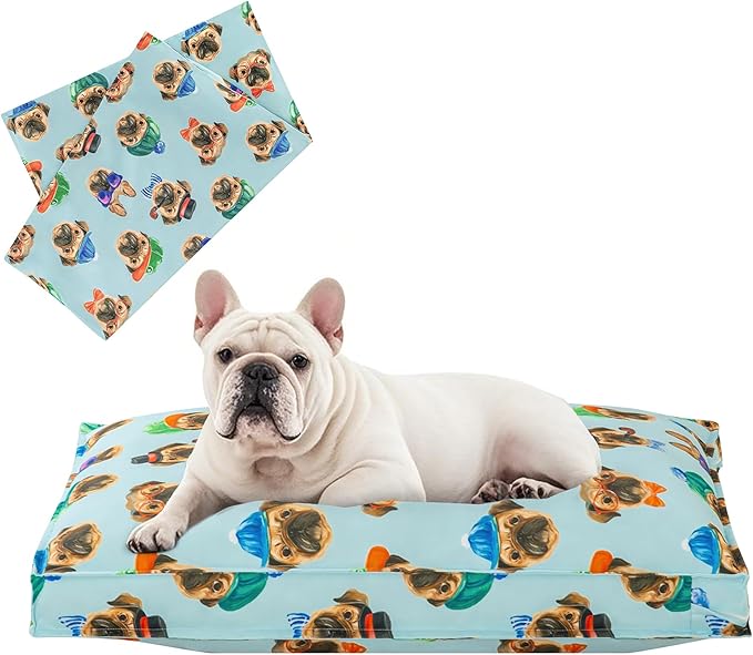 Dog Bed Covers Replacement Washable, Waterproof Dog Bed Cover with Zipper, 30Lx20Wx3H inch Durable Oxford Pet Bed Cover for Outdoor/Indoor Use, Cover Only, Hats Pattern