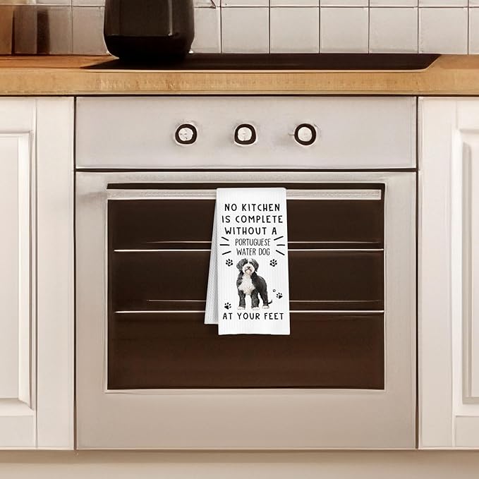 Funny Portuguese Water Dog Hand Towels for Kitchen Home Bathroom Decor, A Kitchen is Not Complete Without A Portuguese Water Dish Towel, Dog Lovers GIF, 16×24 Inch