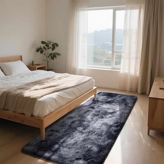 Soft Runner Rugs for Bedroom, Mottling Dark Grey 2x8 Runners for Hallways Fluffy Rug Carpet, Bedside Rug for Living Room Bedroom Kids Room Home Decor