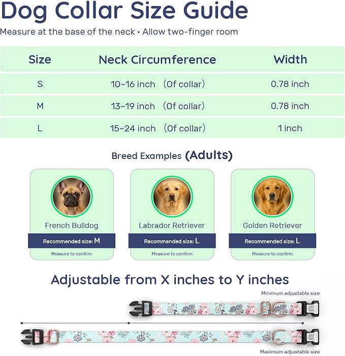 WhoseID Airtag Dog Collar,with Waterproof airtag Holder竊똎riginal Stylish Cute Pattern Design.QR Code ID Buckle竊똂omfortable Soft Cotton for Small Medium Large Dogs