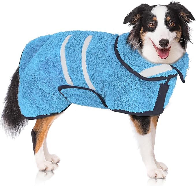 Dog Bathrobe Super Absorbent Dog Towels for Drying Dogs Large Quick Drying Puppy Robes for After Bath Soft Puppy Towel Adjustable Dry Coat to Keep Warm(S-XXL)