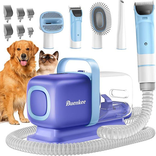 Dog Grooming Kit with Vacuum, 15000Pa Pet Hair Clipper and Shedding Brush, 50dB Low Noise, 2L Capacity, White