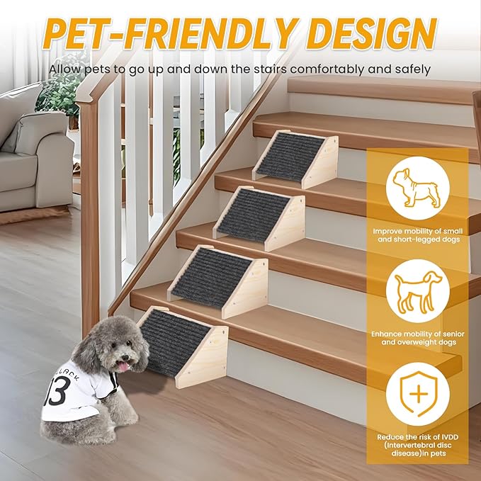2 Pack Dog Ramp for Stairs, Dog Stair Ramp, Pet Ramp for Stairs for Small Dog Stairs Ramp for Injured Dogs with Anti Slip Strip 11.81 x 9.84 x 5.91 in