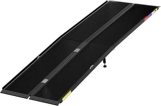 8FT Portable Wheelchair Ramp with Quick-Lock, Black Seamless Non-Slip Aluminum Folding Handicap Ramp,Threshold Ramp for Doorways, Wheel Chair Ramp for Home Steps