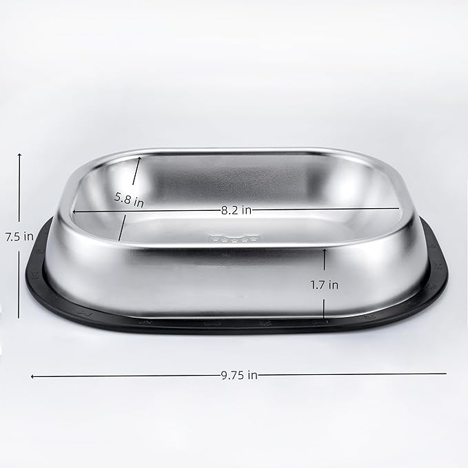 304 Stainless Steel Metal Food Dishes, with Cleaning Kit, Shallow Dog Food Bowls, Feeder Dog Bowls Water Bowl, for Small/Med Sized Cats Dogs (8.2 inch/1 Bowl)