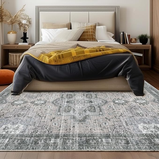 Muddy Mat짰 Blue Bell 3x5 Washable Area Rugs for Living Room, Bedroom & Dining Room ??Modern Soft Low Pile Non Slip Carpet ??Pet Friendly Waterproof Foldable Rugs for Home