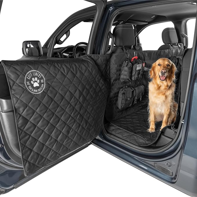 XL Floor Cover with Door Protection and Tactical MOLLE System - As Seen on Shark Tank - Fits Full-Size Crew Cab Trucks with Fold Up Seats, Waterproof & Machine Washable – XL Dog Hammock for Truck