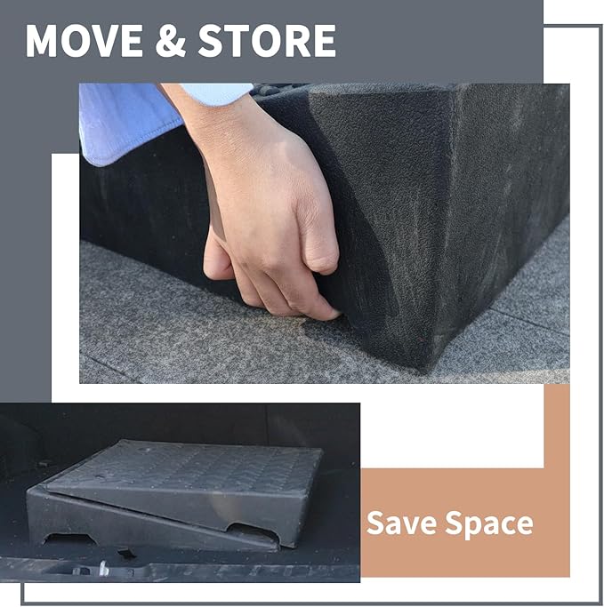 5" Rise 2pack Rubber Curb Ramps for Driveway Doorway Shed Threshold Wheelchair Truck Car Motorcycle Bike Cart Lawn Mowers Angled Step Entry in Ramp 7000lbs Heavy Duty Powersports Loading Ramp