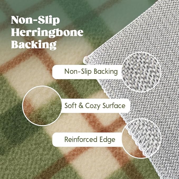 Muddy Mat짰 Plaid 5x7 Washable Area Rugs for Living Room, Bedroom & Dining Room ??Modern Soft Low Pile Non Slip Carpet ??Pet Friendly Waterproof Foldable Rugs for Home