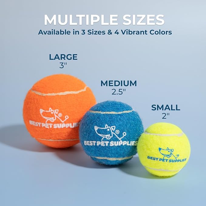 Best Pet Supplies Interactive Squeaky Dog Chew Toy, Ideal Dog Toys for Chewers, Small, Medium & Large Dogs, and Fetch Lovers - Tennis (Assorted Color), Small (Pack of 8)
