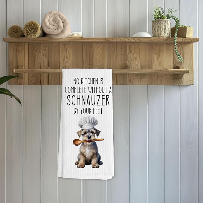 Funny Schnauzer Dog Kitchen Towels, Schnauzer Gifts for Women Men Dish Tea Towels for Kitchen Decor, Dog Lover Mom Gifts Decorative Hand Towels, 16x24 Inch