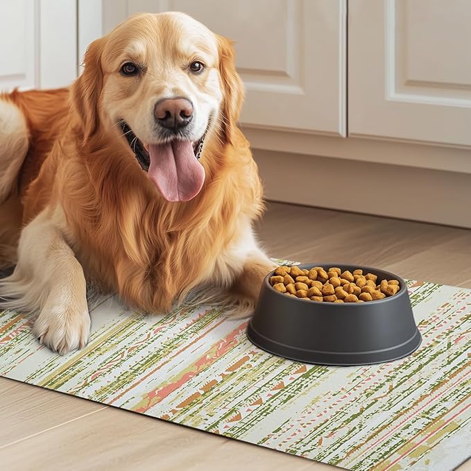 Dog Food Mat for Floors Waterproof Quick Dry Pet Placemat Cat Feeding Bowls Mats for Food and Water, Eco-Friendly Dog Accessories Diatomite Pets Supplies 12" X 20"